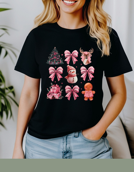 Snowman Coquette Women T-shirt - Black