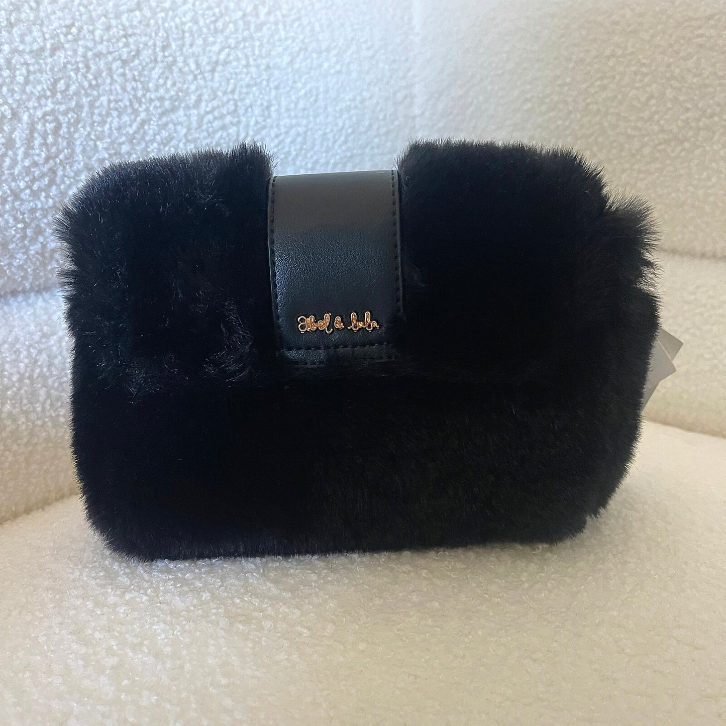 Black Faux Fur Chain Purse