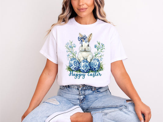 Blue Floral Easter Bunny