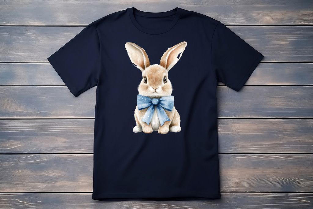 Rabbit with a blue bow
