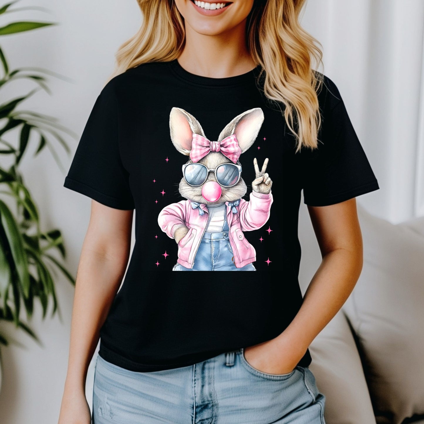 Retro Easter Bunny Blowing Bubble