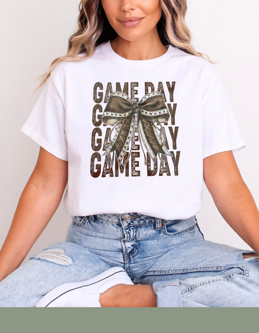 Game Day Bow Women T-shirt - White