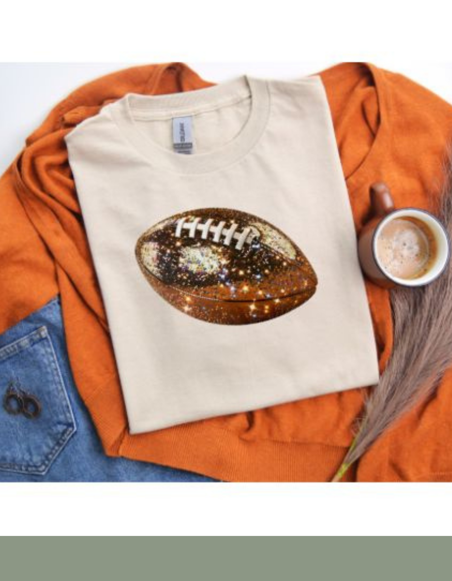 Glitter Football Women T-shirt - Sand