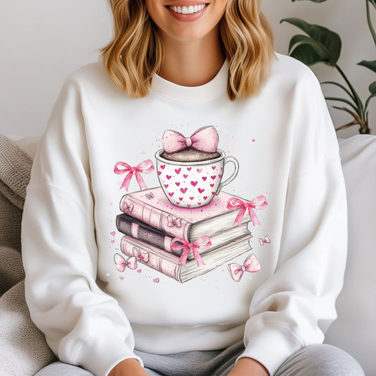 Booked for Valentine's Women Crewneck Sweatshirts - White