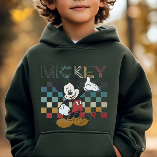 Micky Mouse Youth Pullover Hoodie - Olive