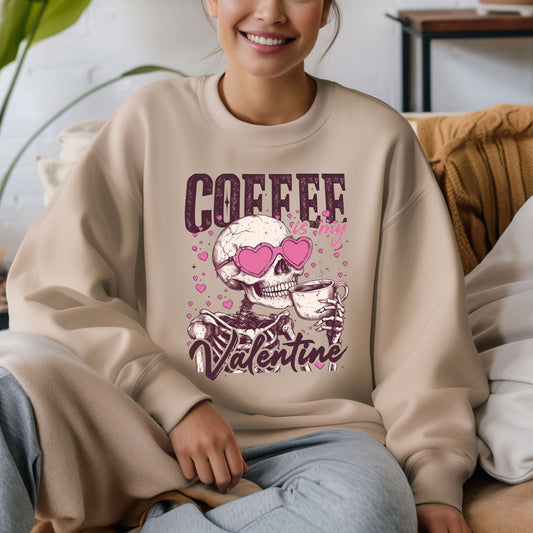 Coffee is My Valentine Women Crewneck Sweatshirts - Sand