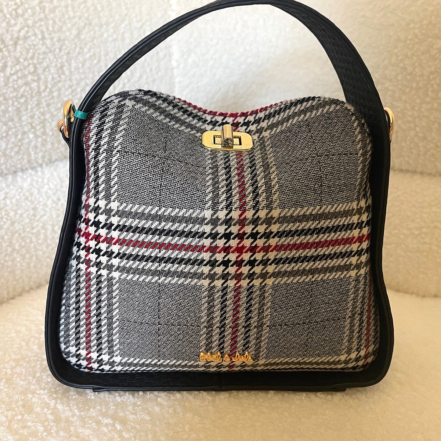 Black & White Houndstooth Crossbody Purse
