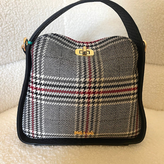 Black & White Houndstooth Crossbody Purse