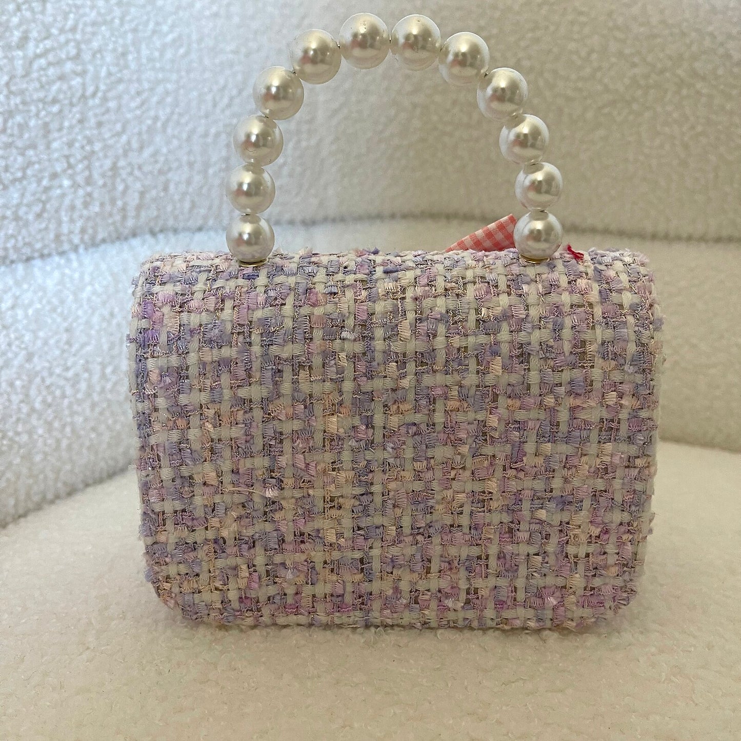 Lavender Tweed Pearl-Handle Purse