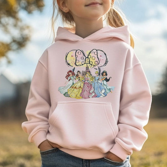 Minnie Head Princess Youth Pullover Hoodie - Light Pink