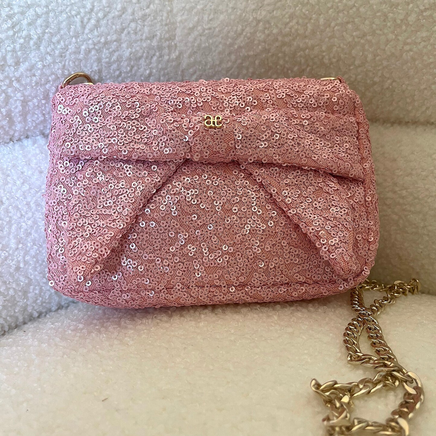 Pink Glitter Chain Purse